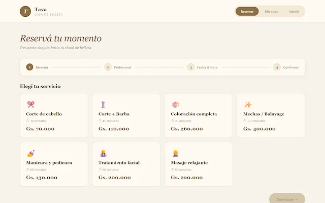 Portal de Reservas — vista principal