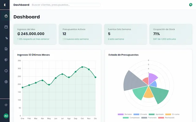 Demo de sistema de gestión de alquileres para eventos